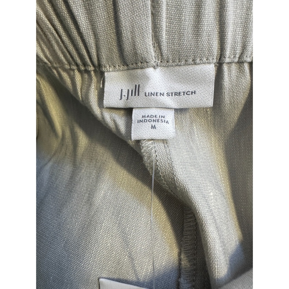 New J. Jill Button Hem Ankle Pants Zinc White Gray Linen Blend Stretch Medium - Picture 8 of 16